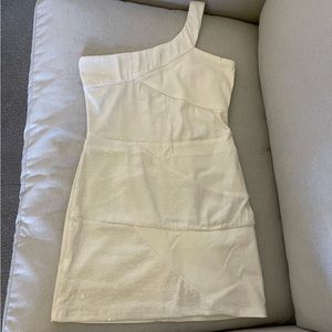 NWT A’gaci One Shoulder White Sequin Bodycon Mini Dress